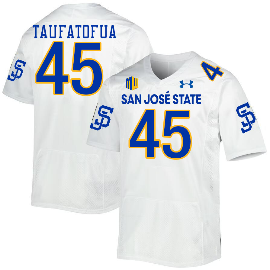 San Jose State Spartans #45 Vili Taufatofua College Football Jerseys,Uniforms-White